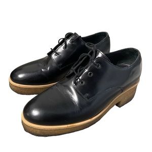 COS preppy loafers minimalist black leather platform Oxfords women size 8.5